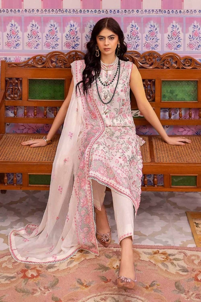 Gul Ahmed 3PC Embroidered Swiss Voile Unstitched Suit with Embroidered Chiffon Dupatta and Inner - LSV-42011