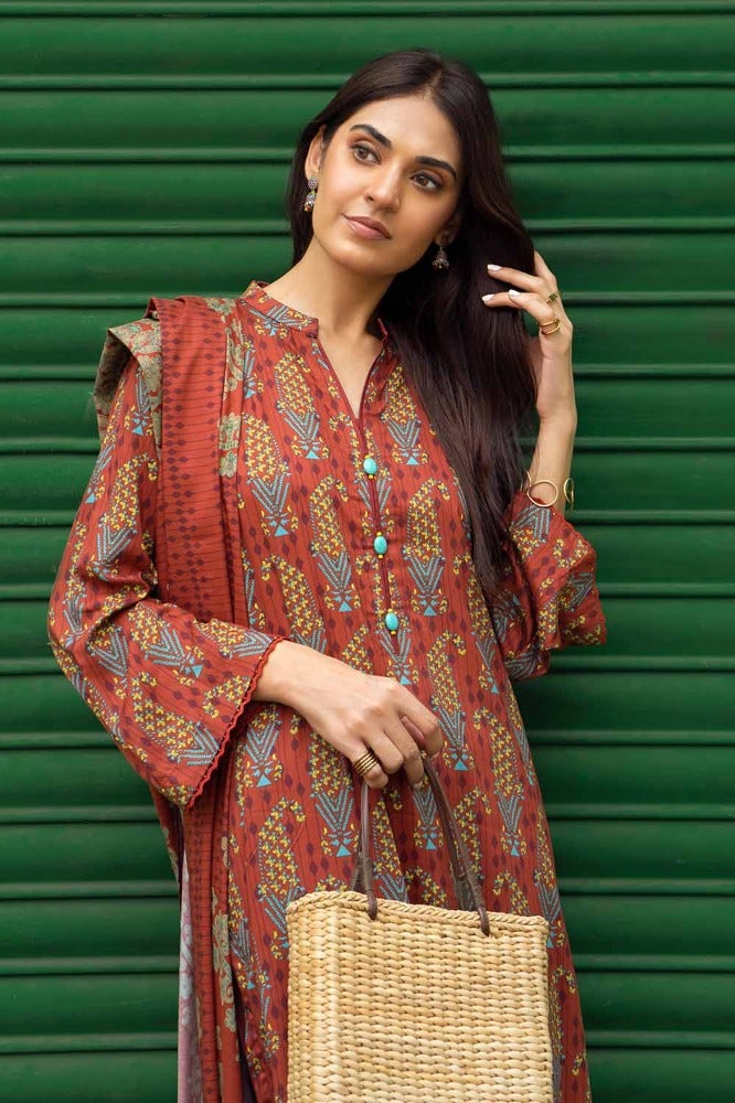 Gul Ahmed 3PC Digital Printed Linen Unstitched Suit LT-32010 B