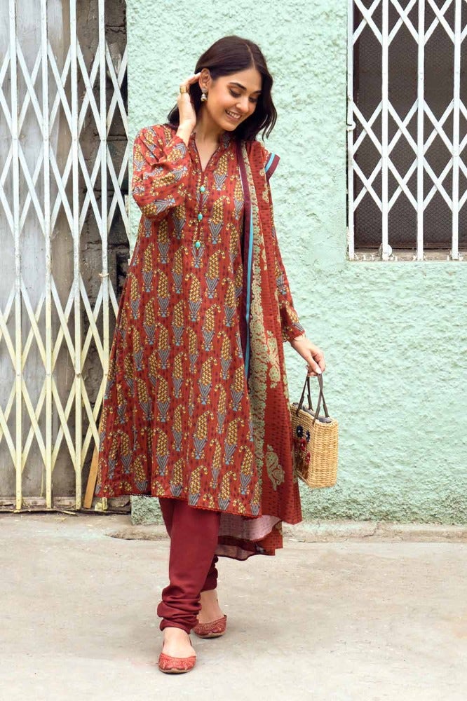 Gul Ahmed 3PC Digital Printed Linen Unstitched Suit LT-32010 B