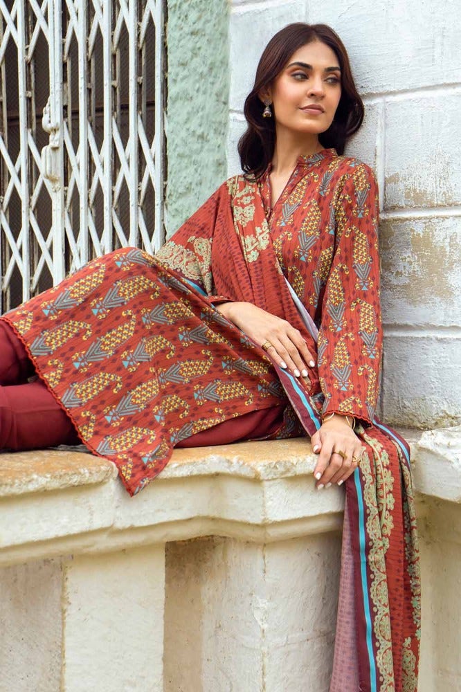 Gul Ahmed 3PC Digital Printed Linen Unstitched Suit LT-32010 B