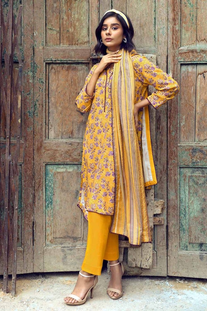 Gul Ahmed 3PC Printed Linen Unstitched Suit LT-32011 B