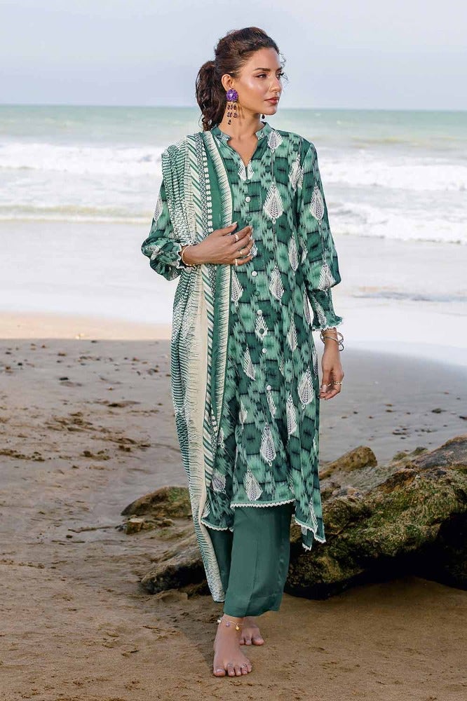 Gul Ahmed 3PC Printed Dobby Linen Unstitched Suit LT-32020 B