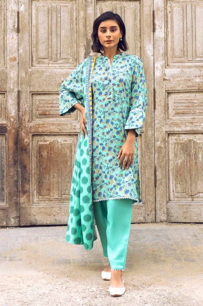 Gul Ahmed 3PC Printed Dobby Linen Unstitched Suit LT-32022 B