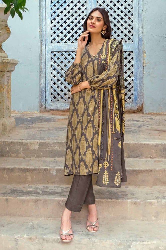 Gul Ahmed 3PC Digital Printed Dobby Linen Unstitched Suit LT-32023 A