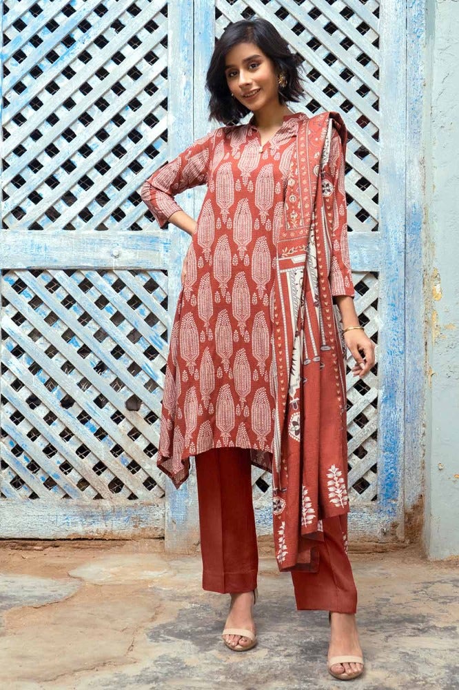 Gul Ahmed 3PC Digital Printed Dobby Linen Unstitched Suit LT-32023 B