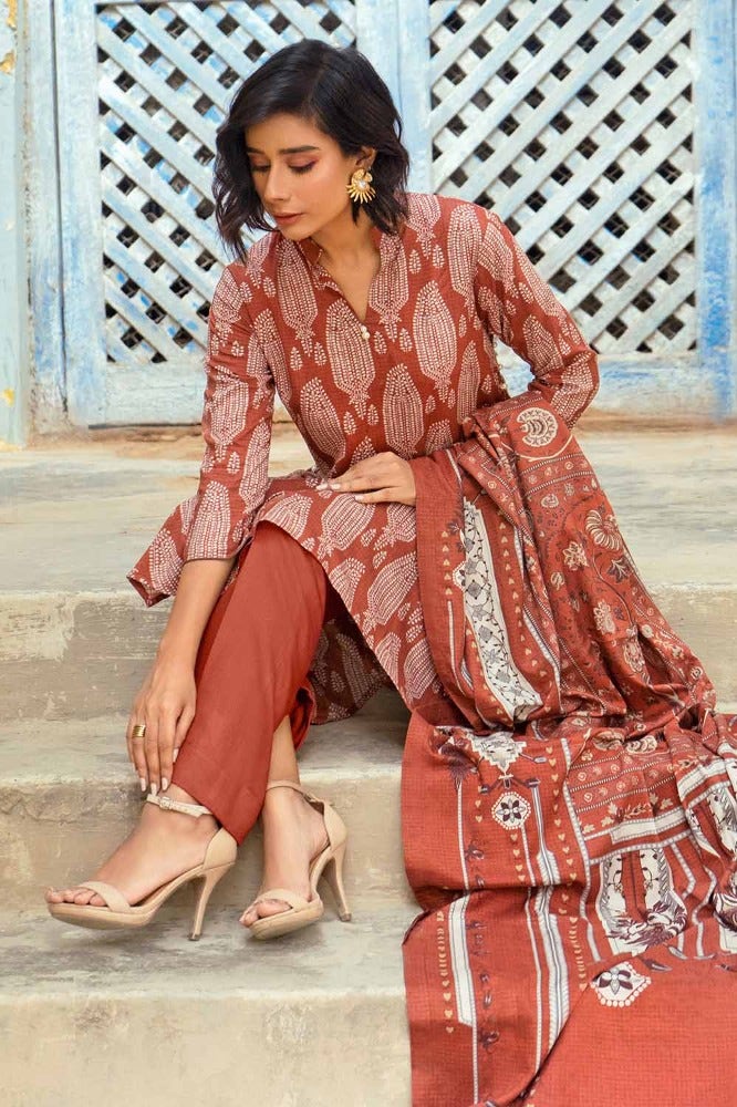 Gul Ahmed 3PC Digital Printed Dobby Linen Unstitched Suit LT-32023 B