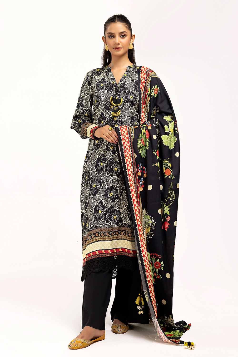 Gul Ahmed 3PC Unstitched Printed Linen Suit LT-42001