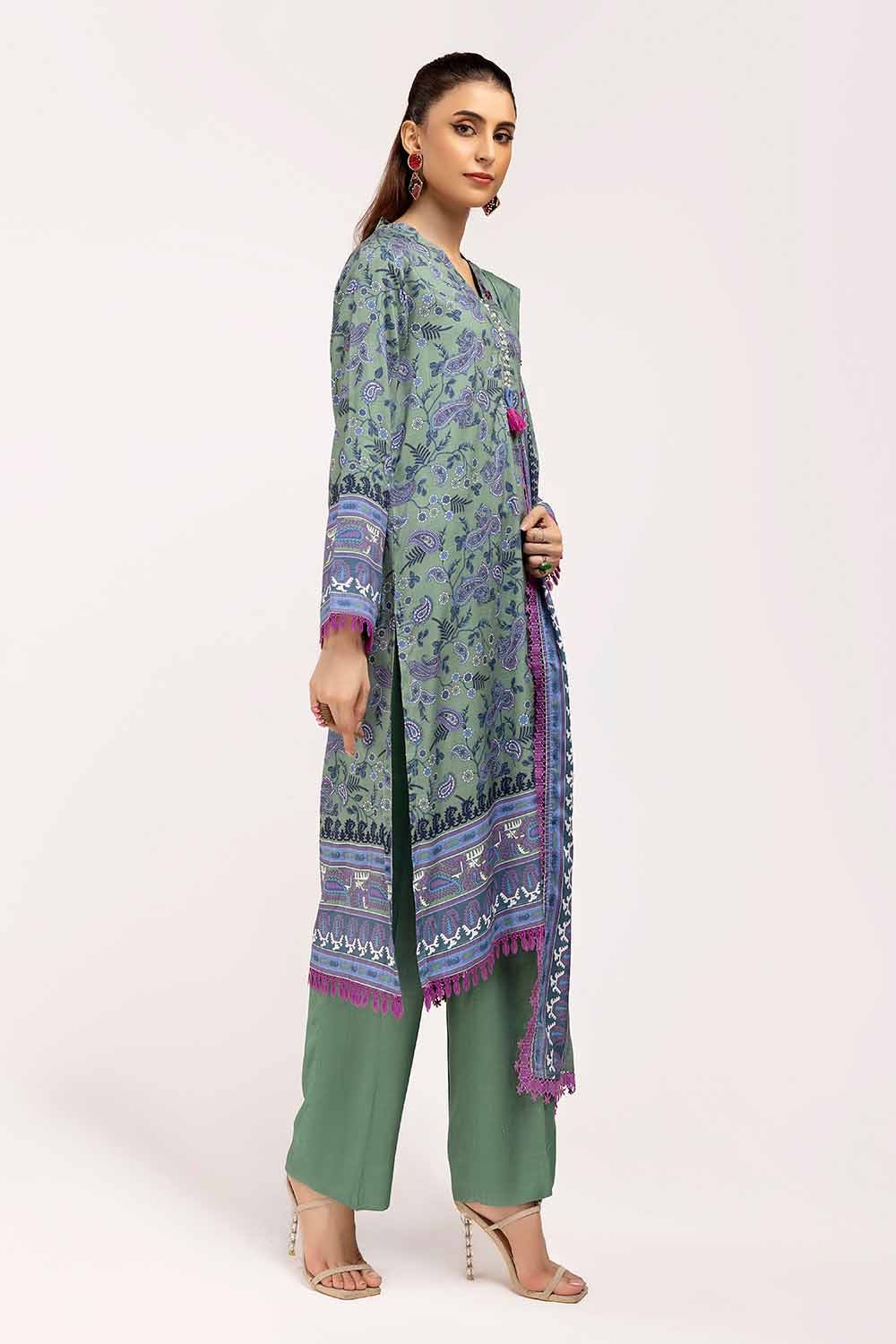 Gul Ahmed 3PC Unstitched Printed Linen Suit LT-42002