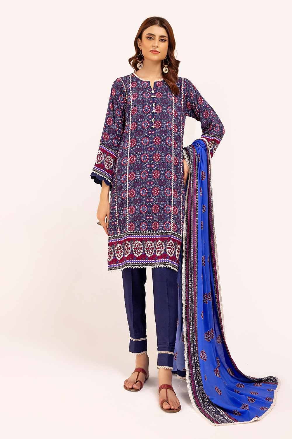 Gul Ahmed 3PC Unstitched Printed Linen Suit LT-42008