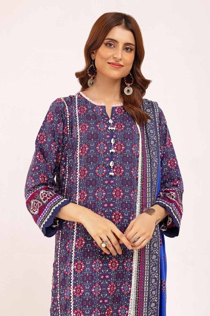 Gul Ahmed 3PC Unstitched Printed Linen Suit LT-42008