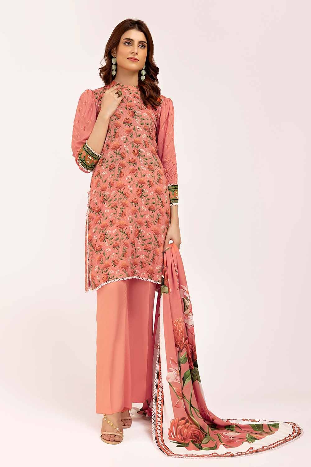 Gul Ahmed 3PC Unstitched Printed Linen Suit LT-42009