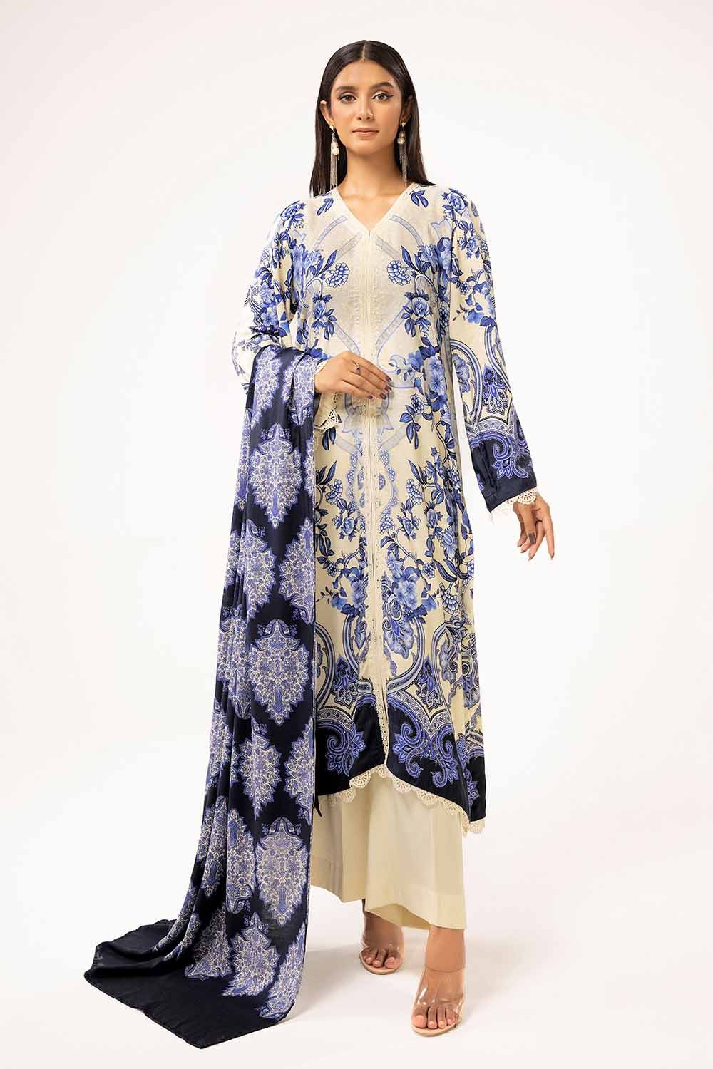 Gul Ahmed 3PC Unstitched Printed Linen Suit LT-42010