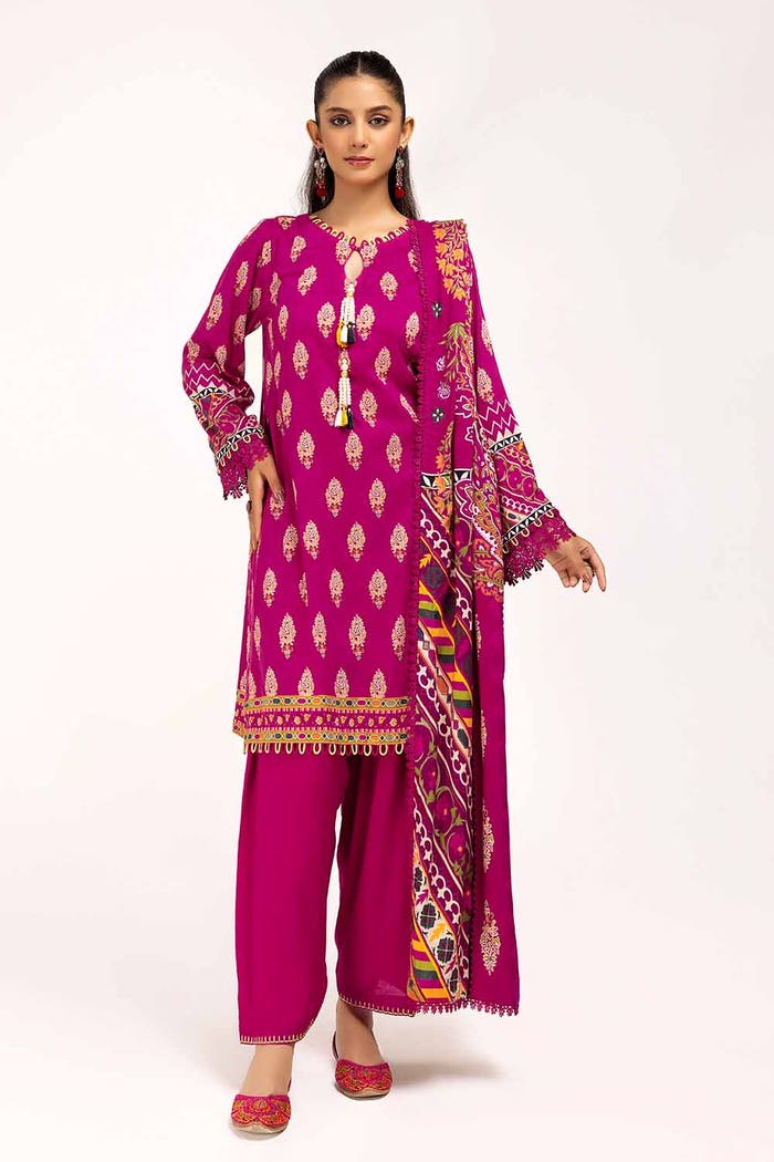 Gul Ahmed 3PC Unstitched Printed Linen Suit LT-42011