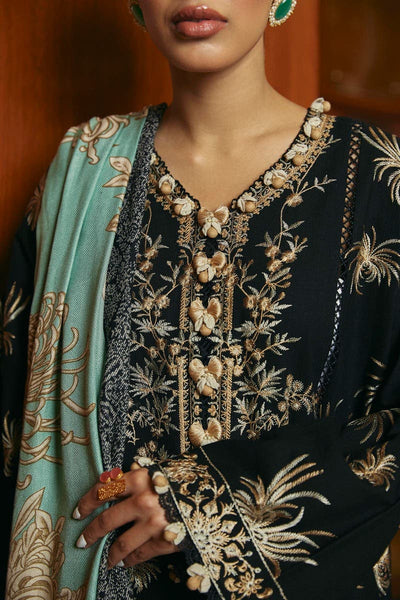 SANA SAFINAZ 3 Piece Unstitched Dyed Slub Shirt with Printed Pashmina Shawl - M233-013A-CP