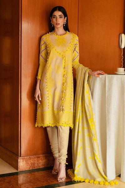 SANA SAFINAZ 3 Piece Unstitched Dyed Slub Shirt with Printed Pashmina Shawl - M233-016A-CP