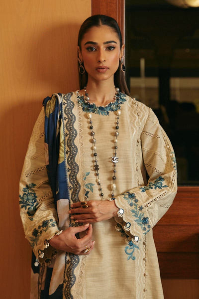 SANA SAFINAZ 3 Piece Unstitched Dyed Slub Shirt with Digital Printed Pashmina Shawl - M233-018A-CP