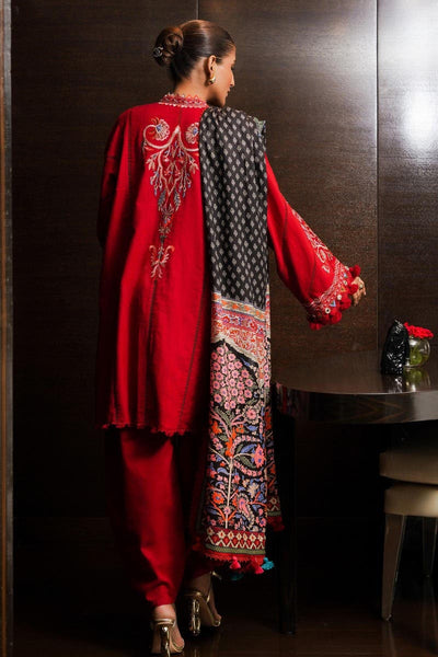 SANA SAFINAZ 3 Piece Unstitched Dyed Slub Shirt with Digital Printed Pashmina Shawl - M233-019B-CP