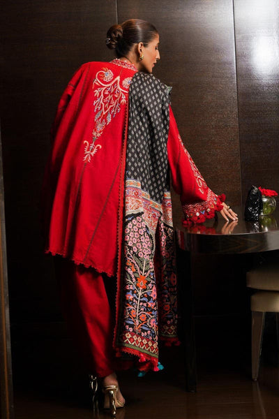 SANA SAFINAZ 3 Piece Unstitched Dyed Slub Shirt with Digital Printed Pashmina Shawl - M233-019B-CP