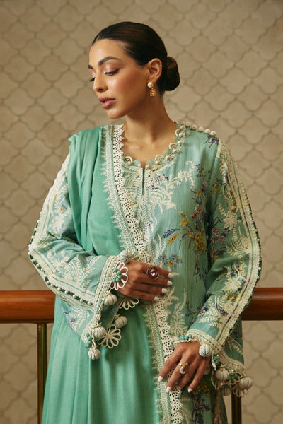 SANA SAFINAZ 3 Piece Unstitched Printed Slub Shirt with Embroidered Pashmina Shawl - M233-021A-CP