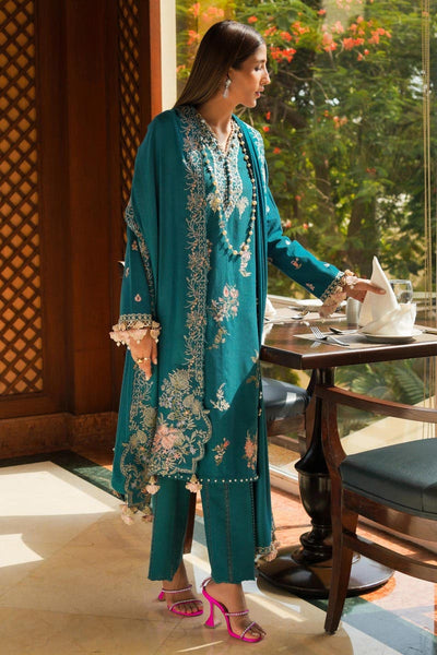 SANA SAFINAZ 3 Piece Unstitched Dyed Slub Shirt with Embroidered Pashmina Shawl - M233-023A-CP
