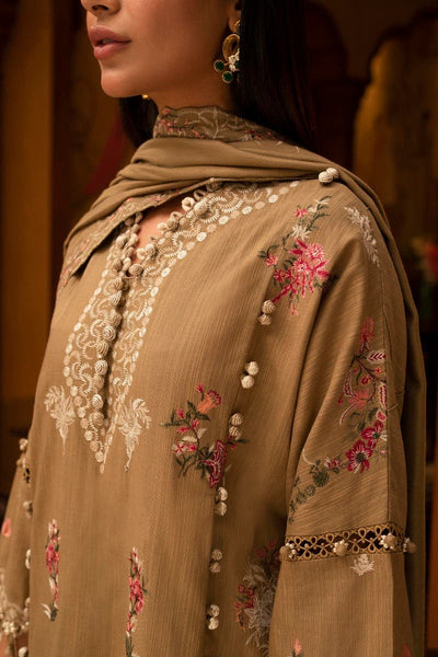 SANA SAFINAZ 3 Piece Unstitched Dyed Slub Shirt with Embroidered Pashmina Shawl - M233-023B-CP