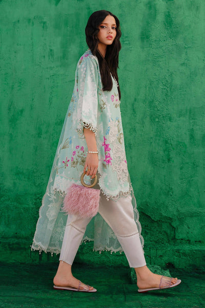 SANA SAFINAZ 3 Piece Unstitched Paste Printed Front Kali On Lawn Shirt with Embroidered Dupatta Border On Organza - M241-011B-3CW
