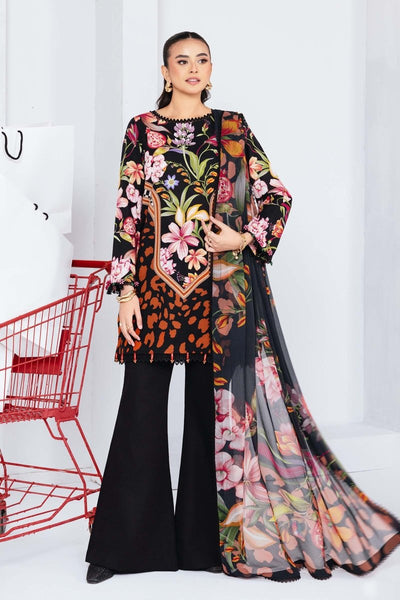 Maria. B 3 Pc Unstitched Printed Slub Khaddar Suit - MB-CUS25-1101 B