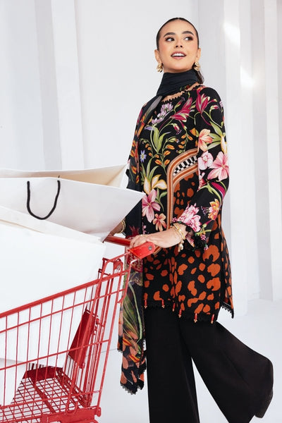 Maria. B 3 Pc Unstitched Printed Slub Khaddar Suit - MB-CUS25-1101 B