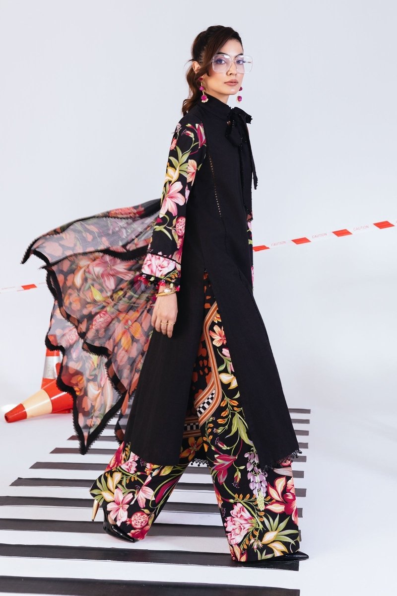 Maria. B 3 Pc Unstitched Printed Slub Khaddar Suit - MB-CUS25-1101 B