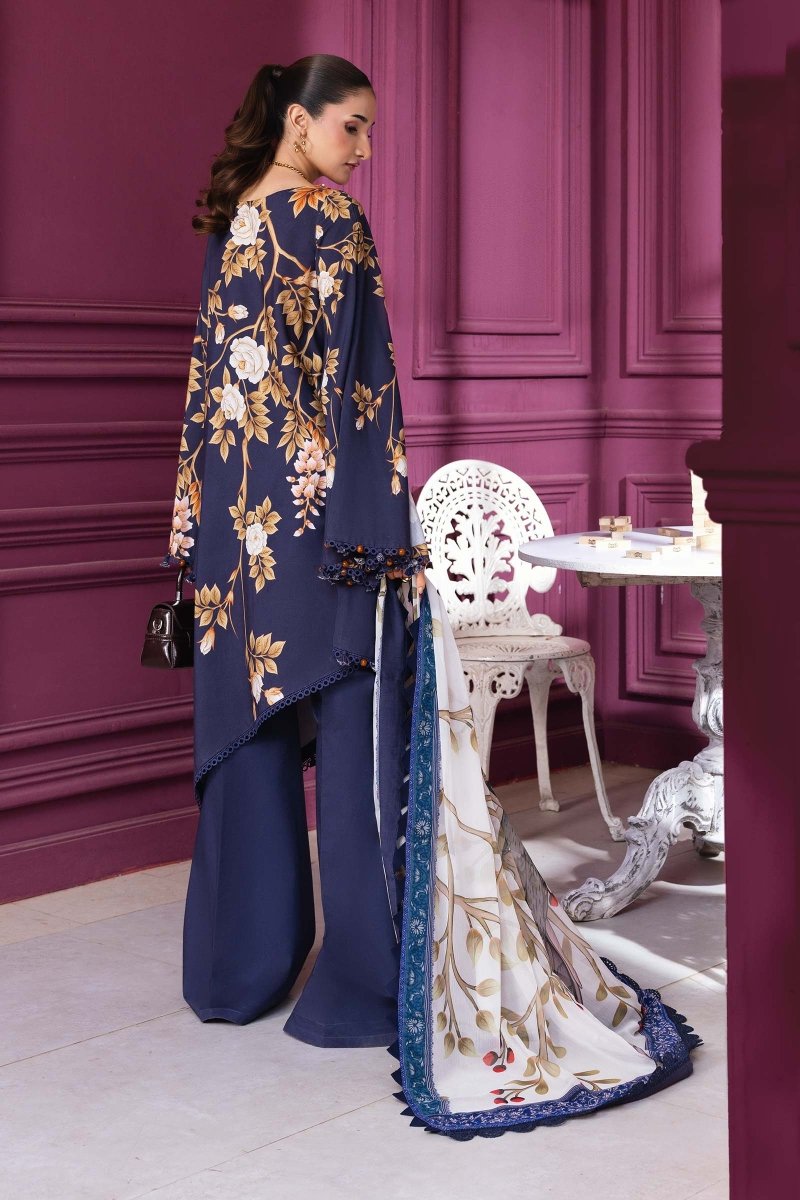 Maria. B 3 Pc Unstitched Printed Linen Suit - MB-CUS25-1102 A