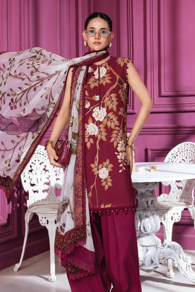 Maria. B 3 Pc Unstitched Printed Linen Suit - MB-CUS25-1102 B