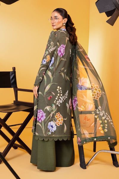 Maria. B 3 Pc Unstitched Printed Slub Khaddar Suit - MB-CUS25-1103 B