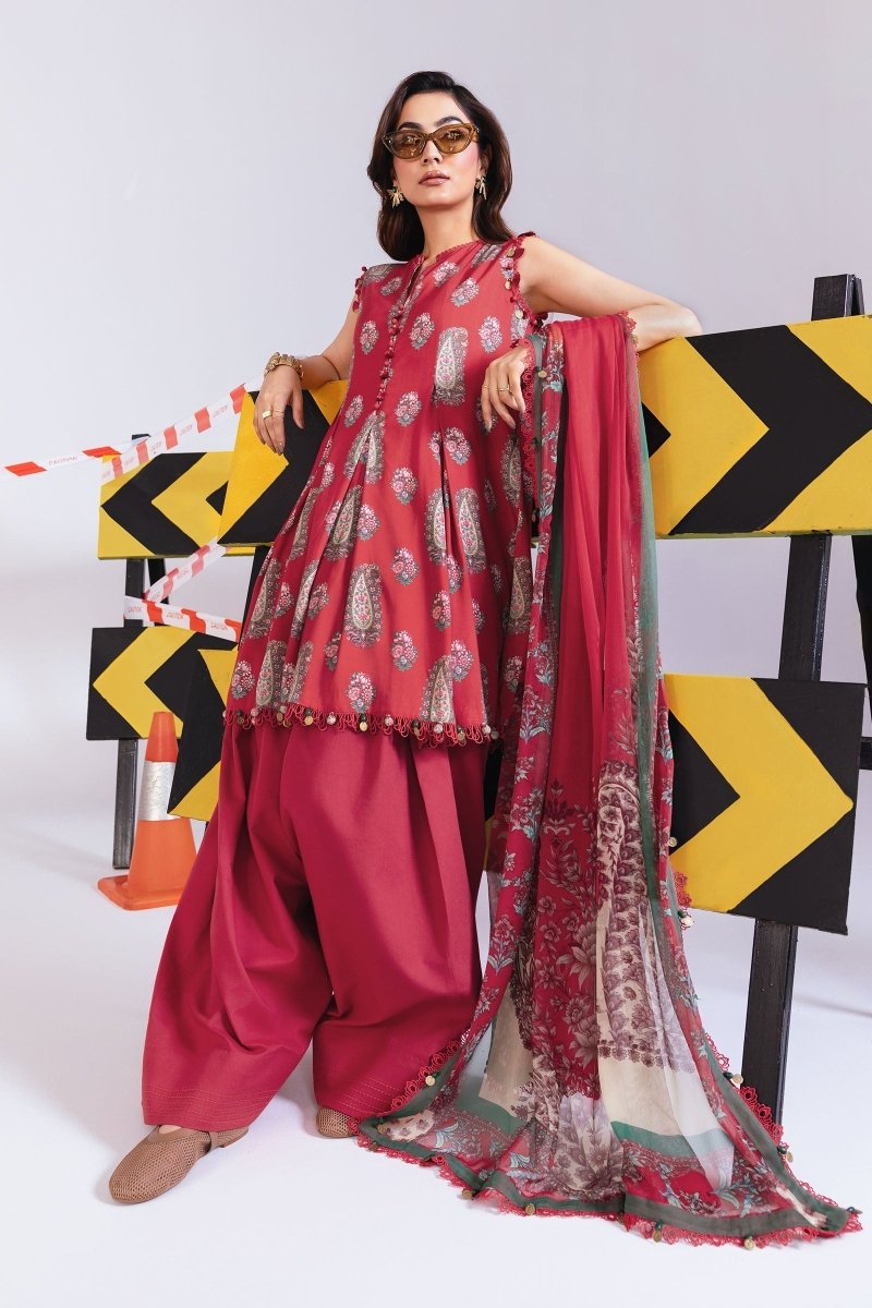 Maria. B 3 Pc Unstitched Printed Linen Suit - MB-CUS25-1110 A