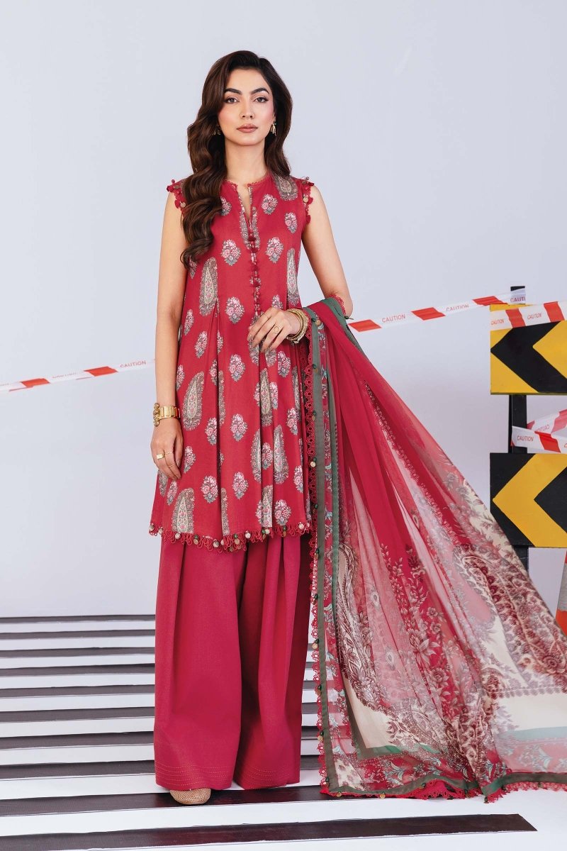 Maria. B 3 Pc Unstitched Printed Linen Suit - MB-CUS25-1110 A