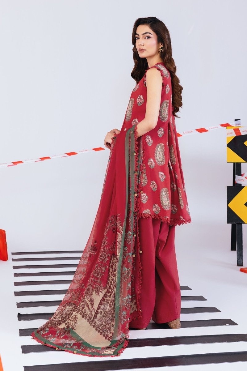 Maria. B 3 Pc Unstitched Printed Linen Suit - MB-CUS25-1110 A