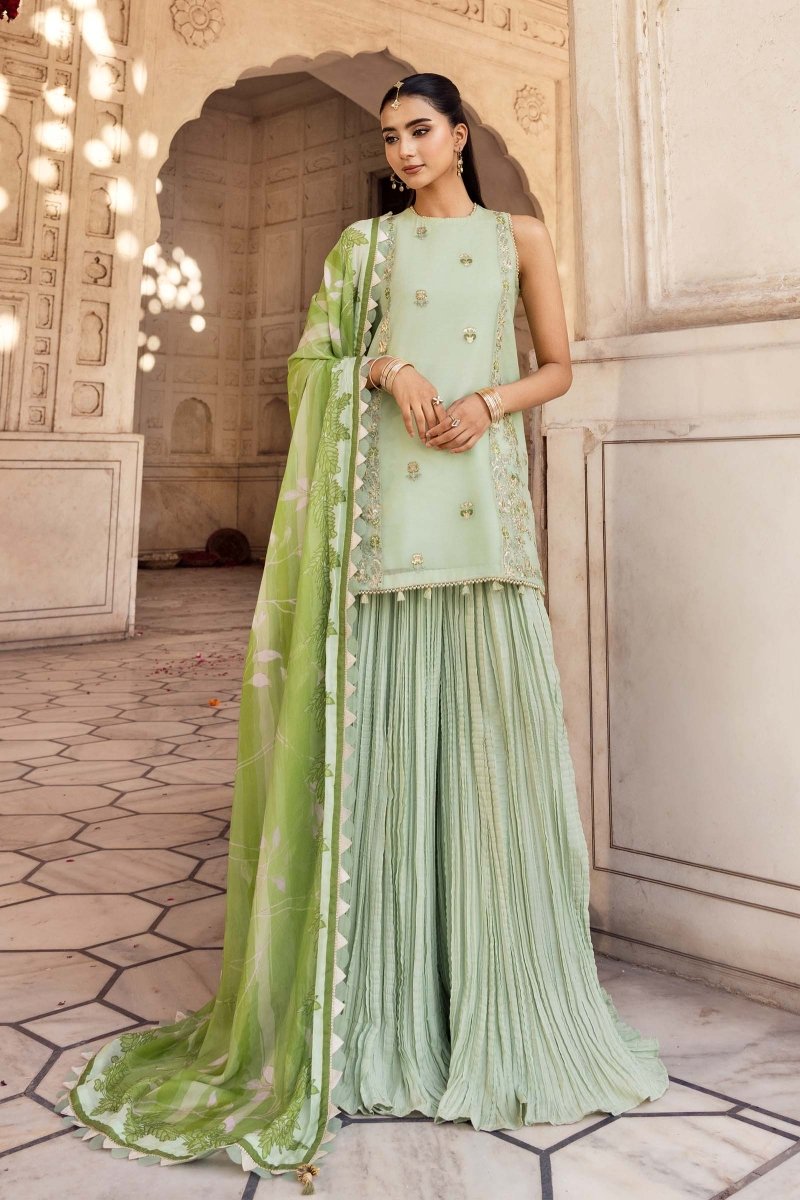 Maria. B 3 Pc Unstitched Embroidered Silk Cotton Net Suit - MB-FUS25-801