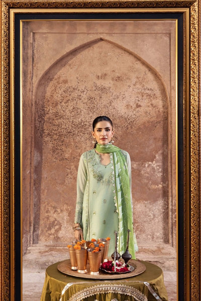 Maria. B 3 Pc Unstitched Embroidered Silk Cotton Net Suit - MB-FUS25-801