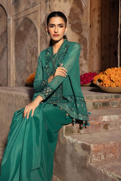 Maria. B 3 Pc Unstitched Embroidered Chiffon Suit - MB-FUS25-803