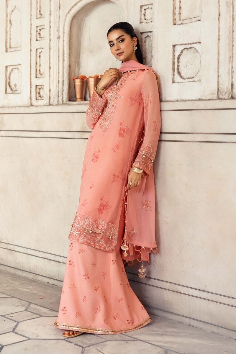 Maria. B 3 Pc Unstitched Embroidered Chiffon Suit - MB-FUS25-807