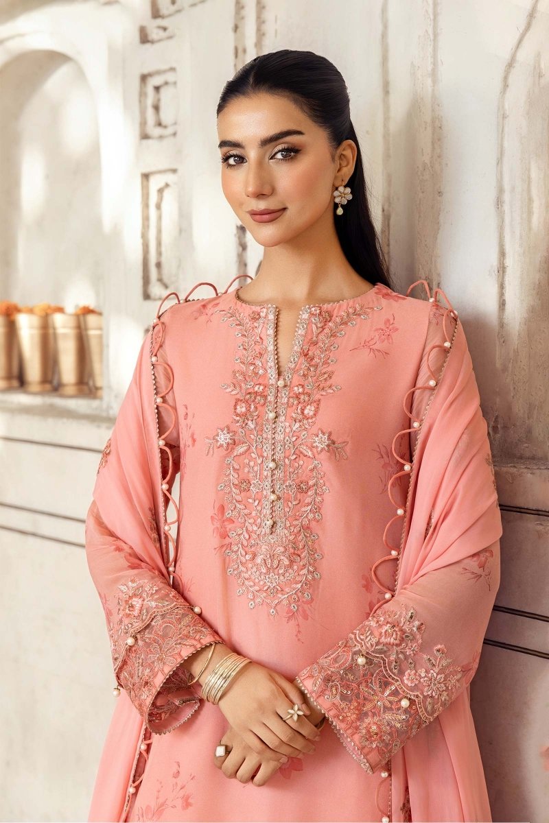 Maria. B 3 Pc Unstitched Embroidered Chiffon Suit - MB-FUS25-807
