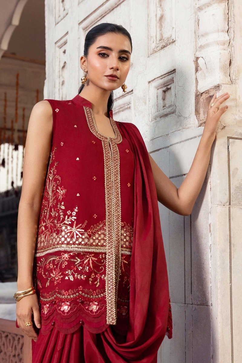 Maria. B 3 Pc Unstitched Embroidered Chiffon Suit - MB-FUS25-808