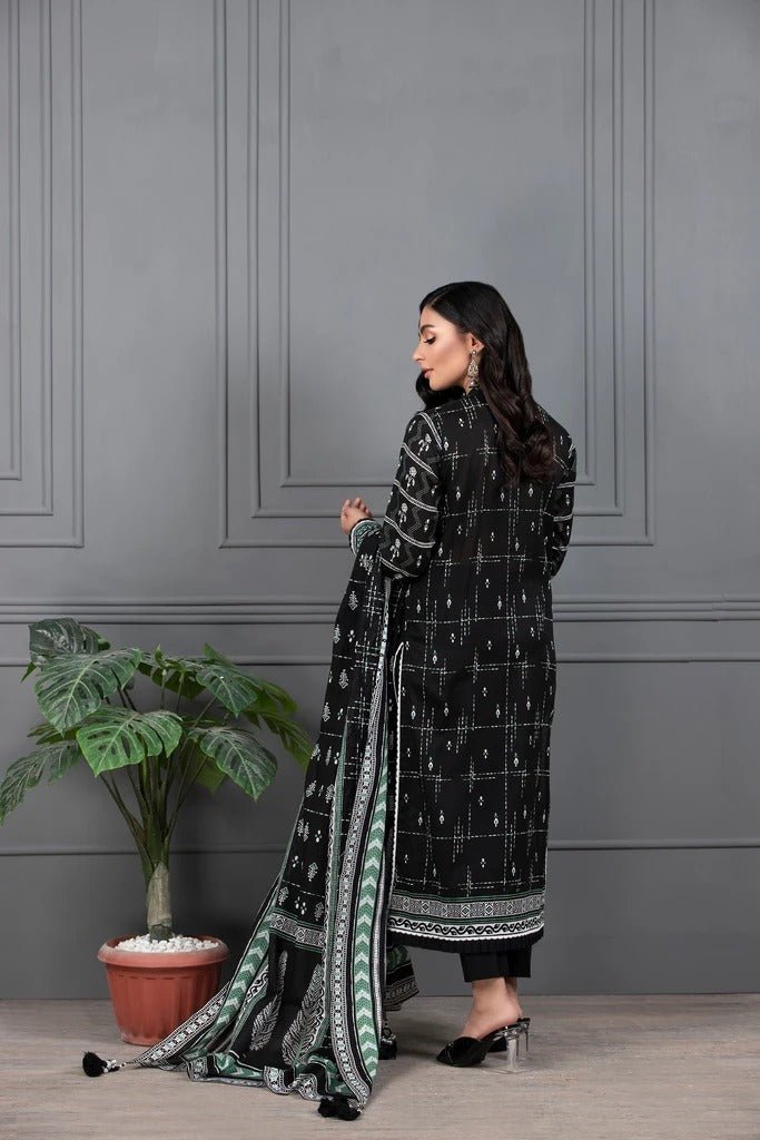 Lakhani Mono Chrome 3 Piece Unstitched Printed Lawn Suit MCC-7011