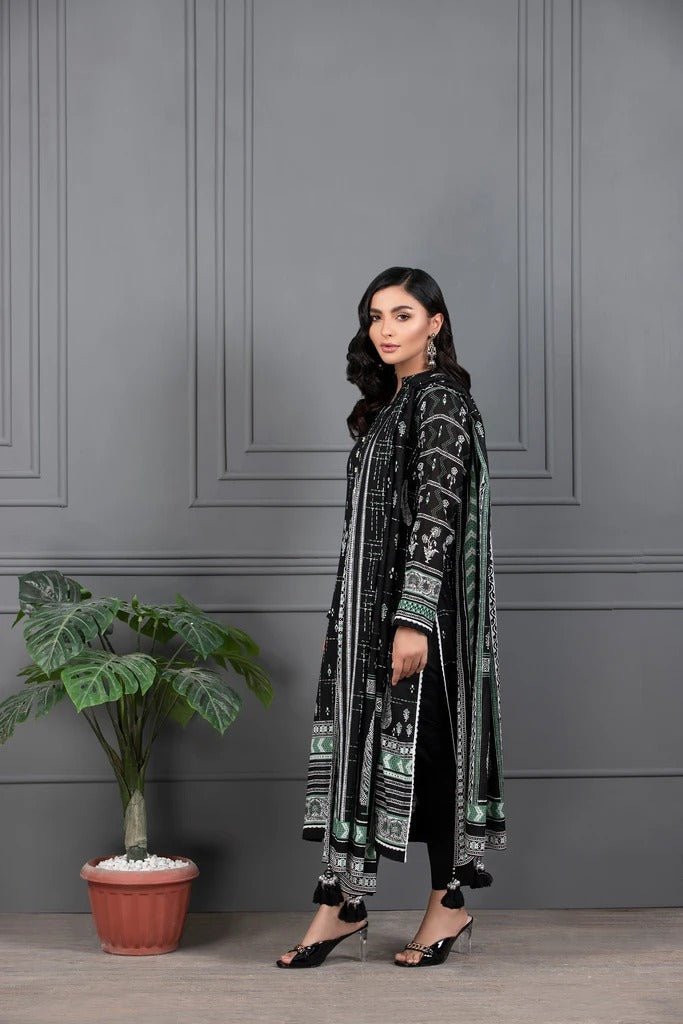 Lakhani Mono Chrome 3 Piece Unstitched Printed Lawn Suit MCC-7011