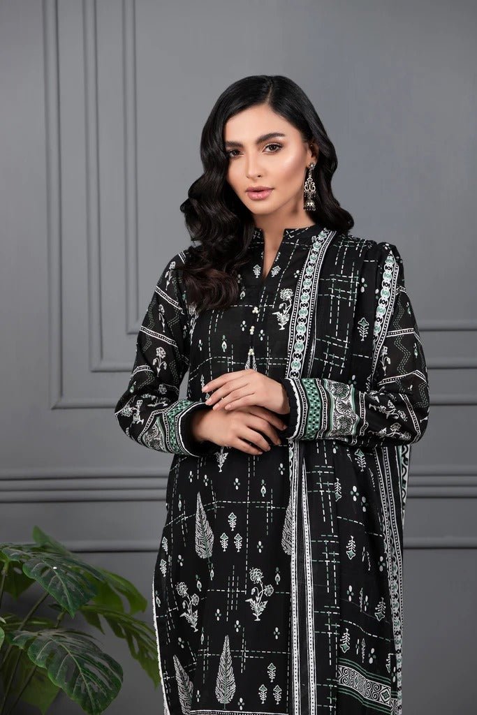 Lakhani Mono Chrome 3 Piece Unstitched Printed Lawn Suit MCC-7011