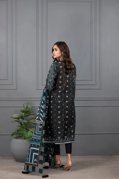 Lakhani Mono Chrome 3 Piece Unstitched Printed Lawn Suit MCC-7012