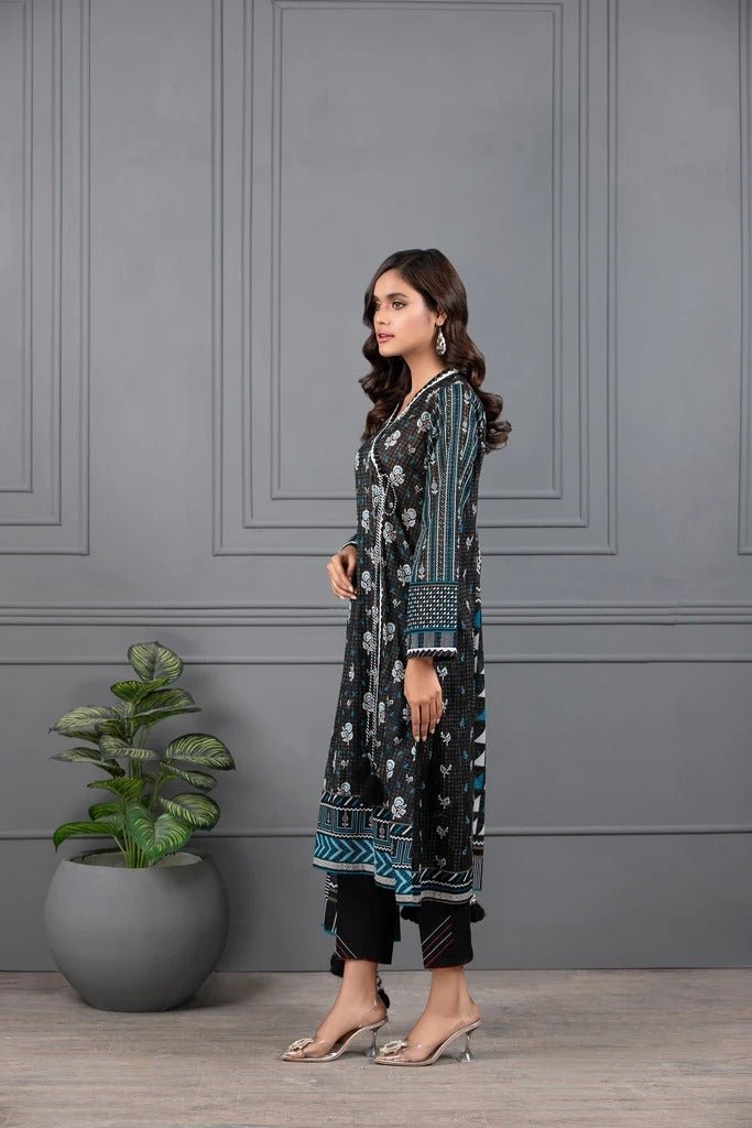 Lakhani Mono Chrome 3 Piece Unstitched Printed Lawn Suit MCC-7012