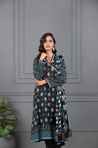 Lakhani Mono Chrome 3 Piece Unstitched Printed Lawn Suit MCC-7012