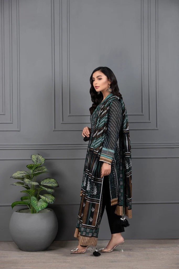 Lakhani Mono Chrome 3 Piece Unstitched Printed Lawn Suit MCC-7013