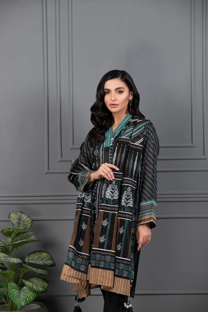 Lakhani Mono Chrome 3 Piece Unstitched Printed Lawn Suit MCC-7013