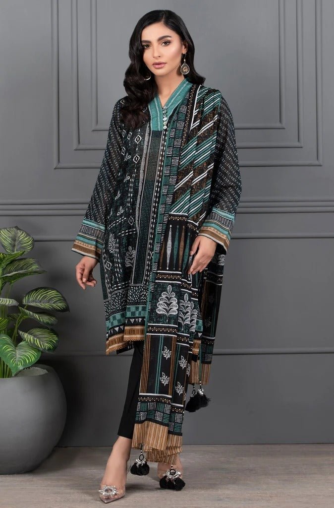 Lakhani Mono Chrome 3 Piece Unstitched Printed Lawn Suit MCC-7013